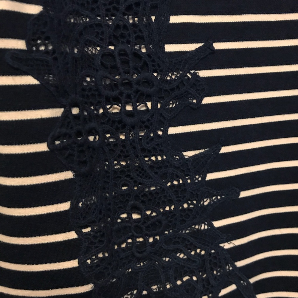 EUC FREE PEOPLE Striped Crochet Fit and Flare Dress L in Navy - Picture 4 of 6
